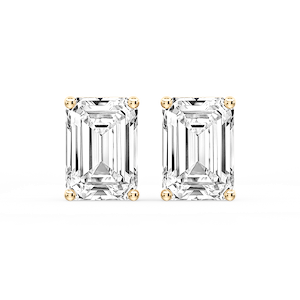 Emerald Certified Lab Grown Diamond Classic Four Prong Guardian Back Stud Earrings