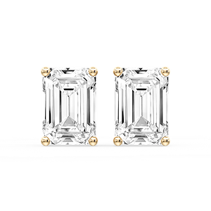 Emerald Certified Lab Grown Diamond Classic Four Prong Guardian Back Stud Earrings