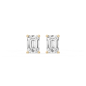 Emerald Certified Lab Grown Diamond Classic Four Prong Guardian Back Stud Earrings