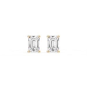 Emerald Certified Lab Grown Diamond Classic Four Prong Guardian Back Stud Earrings