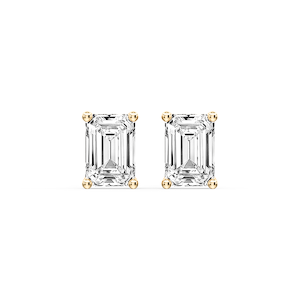 Emerald Certified Lab Grown Diamond Classic Four Prong Guardian Back Stud Earrings