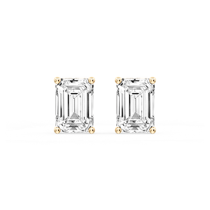 Emerald Certified Lab Grown Diamond Classic Four Prong Guardian Back Stud Earrings