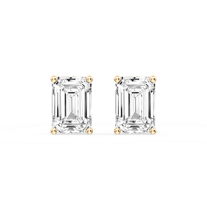 Emerald Certified Lab Grown Diamond Classic Four Prong Guardian Back Stud Earrings