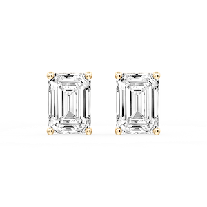 Emerald Certified Lab Grown Diamond Classic Four Prong Guardian Back Stud Earrings