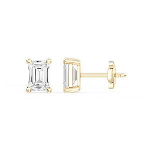 Emerald Certified Lab Grown Diamond Claw Prong Guardian Back Stud Earrings