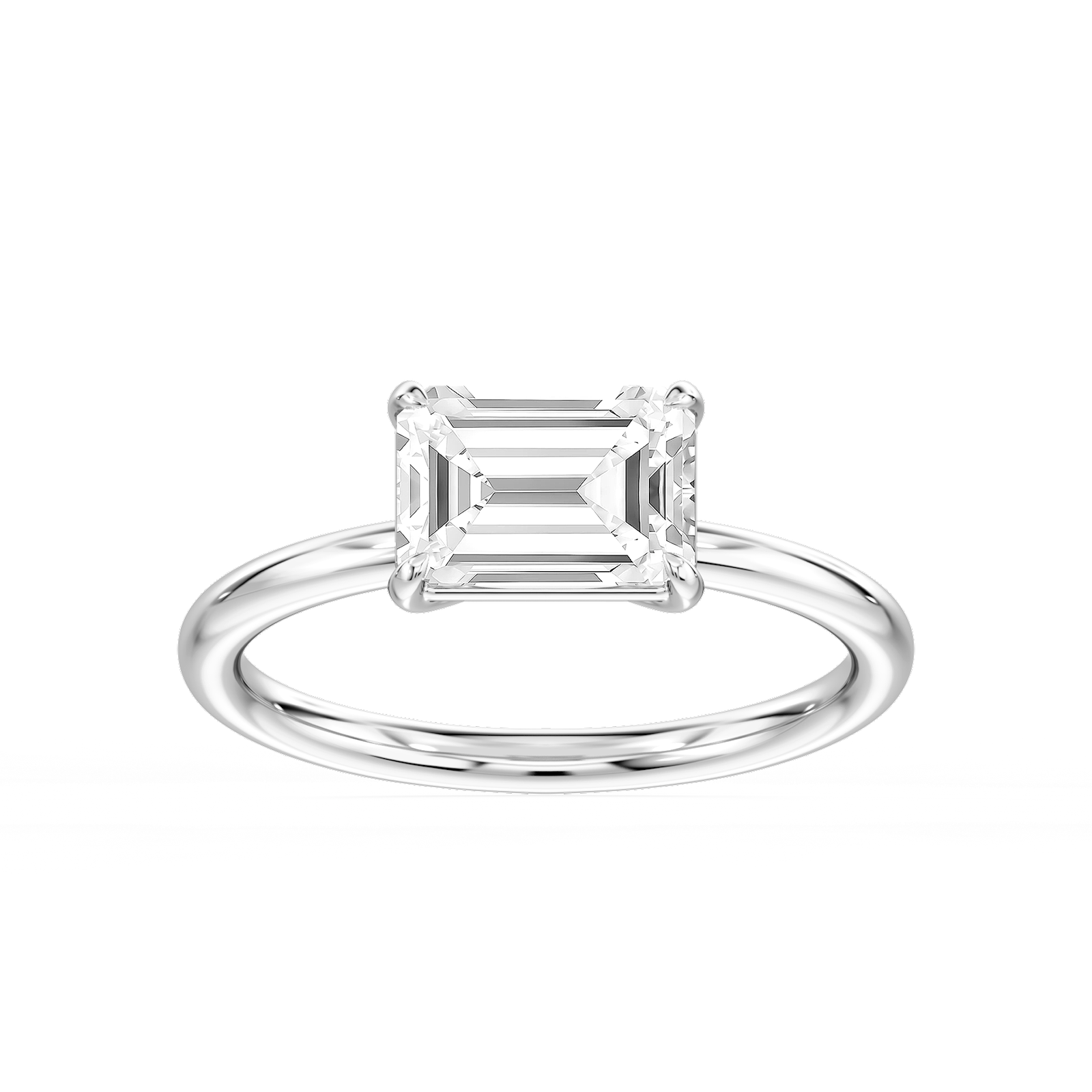 Emerald Lab Grown Diamond Claw Prong Solitaire Engagement Ring