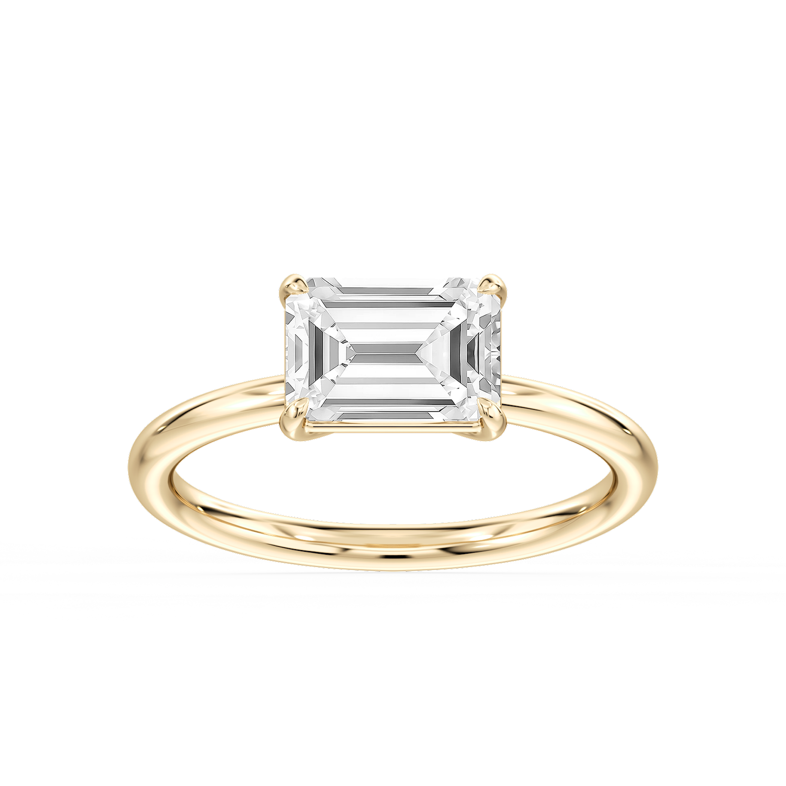 Emerald Lab Grown Diamond Claw Prong Solitaire Engagement Ring