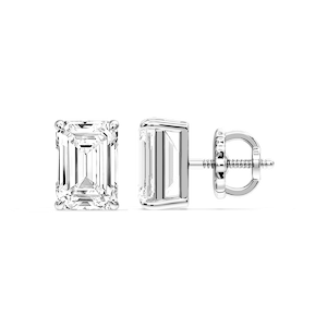 Emerald Certified Lab Grown Diamond Claw Prong Threaded Back Stud Earrings
