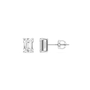 Emerald Certified Lab Grown Diamond Claw Prong Threaded Back Stud Earrings