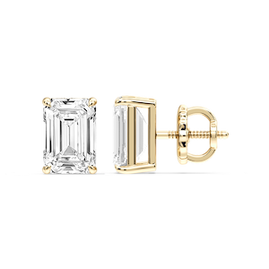 Emerald Certified Lab Grown Diamond Claw Prong Threaded Back Stud Earrings