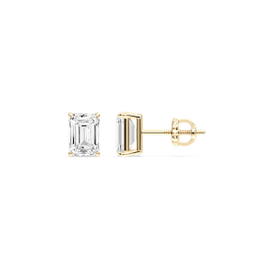 Emerald Certified Lab Grown Diamond Claw Prong Threaded Back Stud Earrings