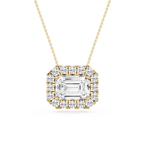 Emerald Lab Grown Diamond East West Halo Slide Pendant - 16 to 18 Inches