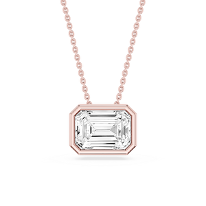 Emerald Lab Grown Diamond East West Solitaire Slide Pendant - 18 Inches