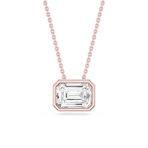 Emerald Lab Grown Diamond East West Solitaire Slide Pendant - 18 Inches