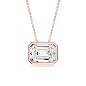 Emerald Lab Grown Diamond East West Solitaire Slide Pendant - 18 Inches