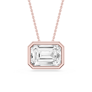 Emerald Lab Grown Diamond East West Solitaire Slide Pendant - 18 Inches