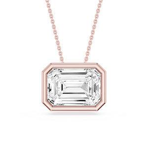 Emerald Lab Grown Diamond East West Solitaire Slide Pendant - 18 Inches
