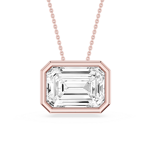 Emerald Lab Grown Diamond East West Solitaire Slide Pendant - 18 Inches