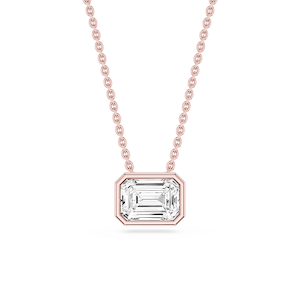 Emerald Lab Grown Diamond East West Solitaire Slide Pendant - 18 Inches