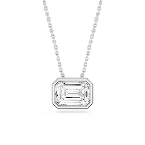 Emerald Lab Grown Diamond East West Solitaire Slide Pendant - 18 Inches