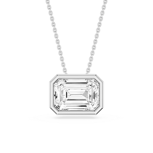 Emerald Lab Grown Diamond East West Solitaire Slide Pendant - 18 Inches