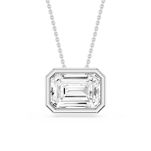 Emerald Lab Grown Diamond East West Solitaire Slide Pendant - 18 Inches