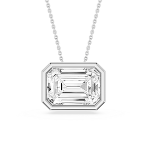 Emerald Lab Grown Diamond East West Solitaire Slide Pendant - 18 Inches