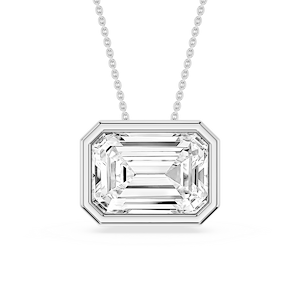 Emerald Lab Grown Diamond East West Solitaire Slide Pendant - 18 Inches