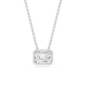 Emerald Lab Grown Diamond East West Solitaire Slide Pendant - 18 Inches