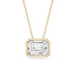 Emerald Lab Grown Diamond East West Solitaire Slide Pendant - 18 Inches