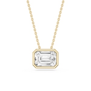 Emerald Lab Grown Diamond East West Solitaire Slide Pendant - 18 Inches