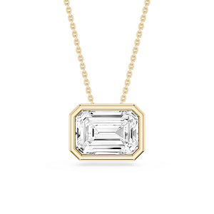 Emerald Lab Grown Diamond East West Solitaire Slide Pendant - 18 Inches