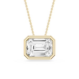 Emerald Lab Grown Diamond East West Solitaire Slide Pendant - 18 Inches
