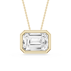 Emerald Lab Grown Diamond East West Solitaire Slide Pendant - 18 Inches