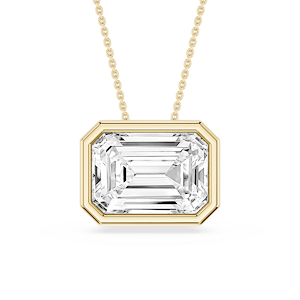 Emerald Lab Grown Diamond East West Solitaire Slide Pendant - 18 Inches