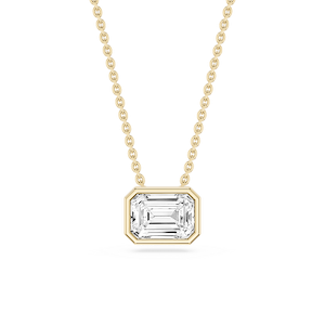 Emerald Lab Grown Diamond East West Solitaire Slide Pendant - 18 Inches