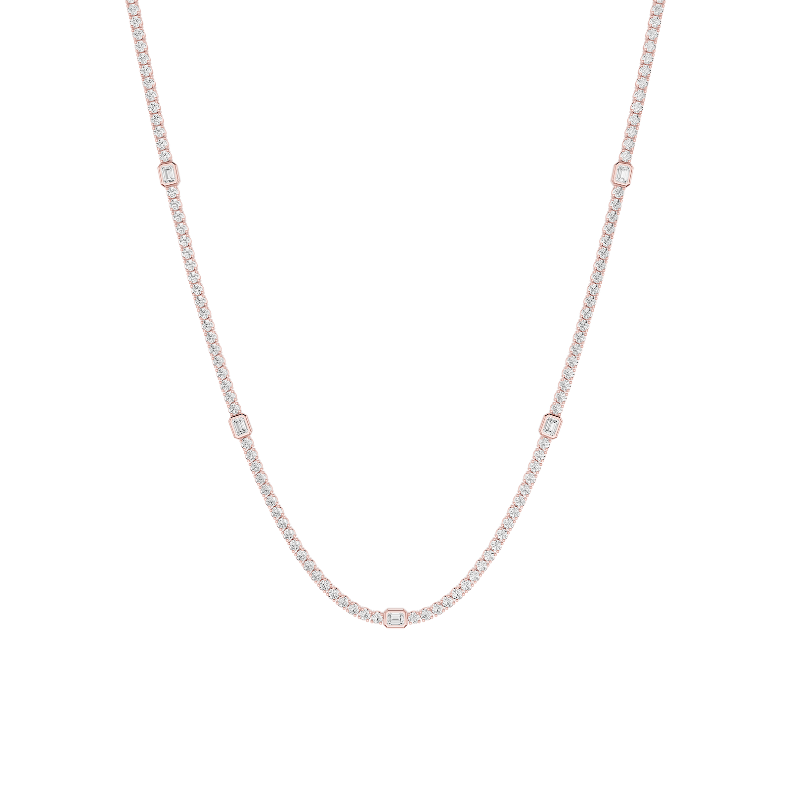 10 ctw Radiant Lab Grown Diamond Five Station Tennis Necklace