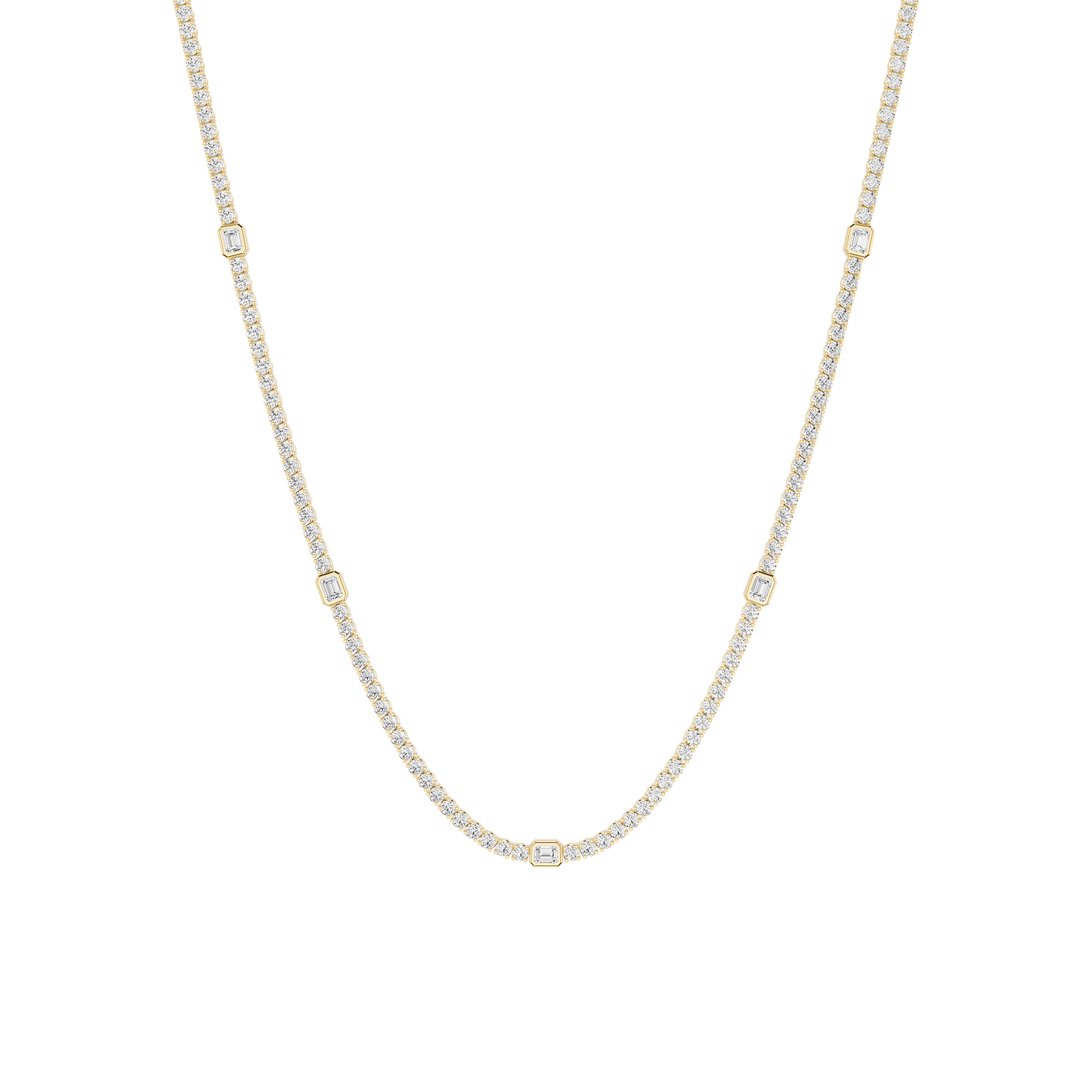 10 ctw Radiant Lab Grown Diamond Five Station Tennis Necklace