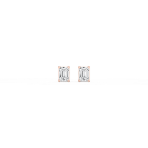 Emerald Lab Grown Diamond Classic Four Prong Basket Threaded Stud Earrings