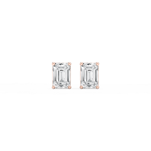 Emerald Lab Grown Diamond Classic Four Prong Basket Threaded Stud Earrings