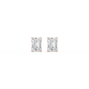 Emerald Lab Grown Diamond Classic Four Prong Basket Threaded Stud Earrings