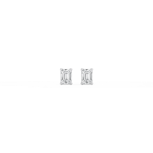 Emerald Lab Grown Diamond Classic Four Prong Basket Threaded Stud Earrings