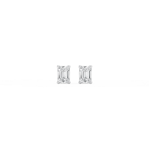 Emerald Lab Grown Diamond Classic Four Prong Basket Threaded Stud Earrings