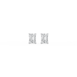 Emerald Lab Grown Diamond Classic Four Prong Basket Threaded Stud Earrings