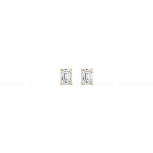 Emerald Lab Grown Diamond Classic Four Prong Basket Threaded Stud Earrings