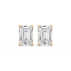 Emerald Certified Lab Grown Diamond Classic Four Prong Basket Threaded Stud Earrings