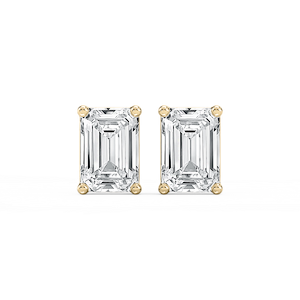 Emerald Lab Grown Diamond Classic Four Prong Basket Threaded Stud Earrings