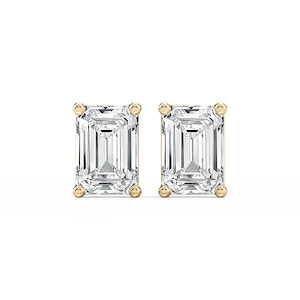 Emerald Lab Grown Diamond Classic Four Prong Basket Threaded Stud Earrings