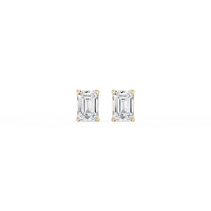 Emerald Lab Grown Diamond Classic Four Prong Basket Threaded Stud Earrings