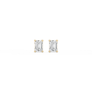 Emerald Lab Grown Diamond Classic Four Prong Basket Threaded Stud Earrings